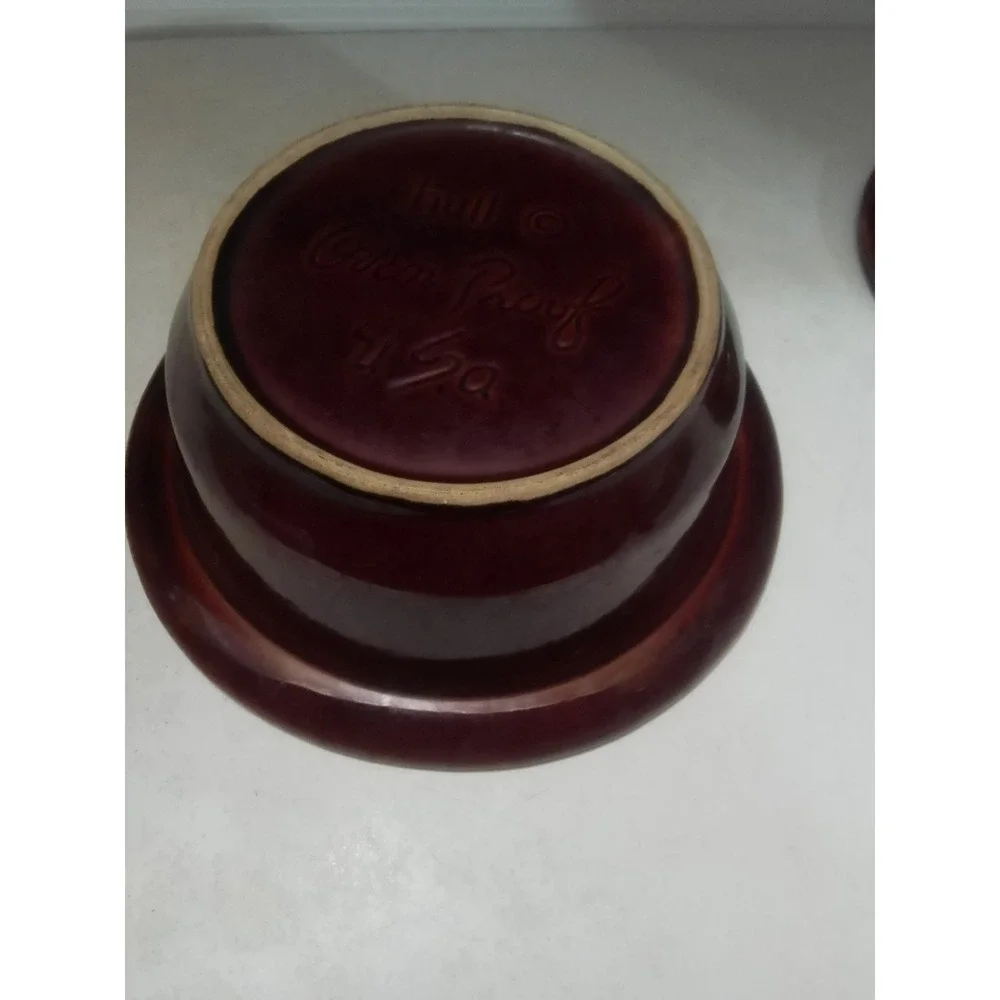 HULL Brown Glaze 2qt Oval Casserole Dish With Lid Oven Proof   10 x 7.5x4in